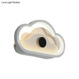 Nordic Acrylic Heart/Cloud Led Wall Light Fixture For Bedroom - Black/White