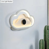 Nordic Acrylic Heart/Cloud Led Wall Light Fixture For Bedroom - Black/White