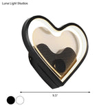 Nordic Acrylic Heart/Cloud Led Wall Light Fixture For Bedroom - Black/White
