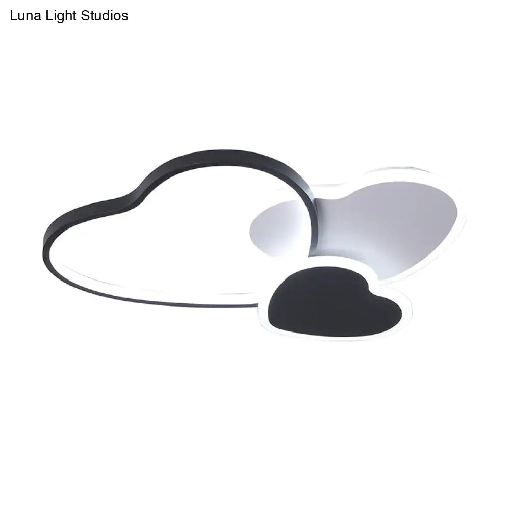 Nordic Acrylic Led Black Flush Mount Ceiling Lamp With Multi - Heart Design - Warm/White Light For