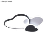 Nordic Acrylic Led Black Flush Mount Ceiling Lamp With Multi - Heart Design - Warm/White Light For
