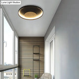 Nordic Acrylic Led Ceiling Flush Light In Black/White Wood - 12/16/19.5 Inch Wide