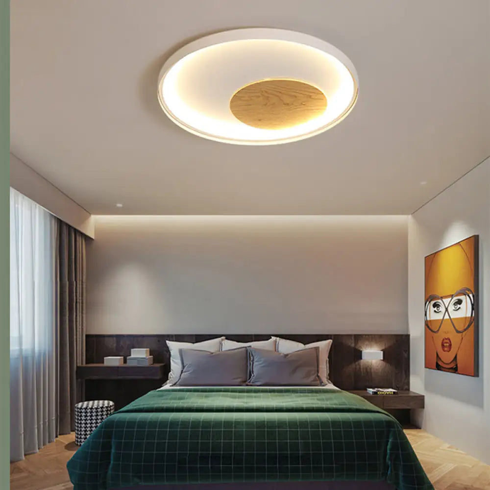 Nordic Acrylic Led Ceiling Flush Light In Black/White Wood - 12/16/19.5 Inch Wide White / 19.5’