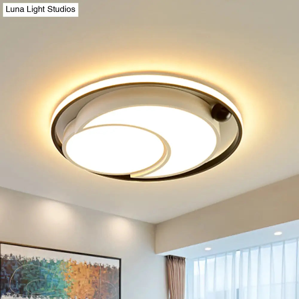 Nordic Acrylic Led Ceiling Mounted Light For Bedroom - White/Black Flush Mount Warm/White Glow