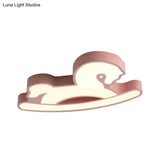 Nordic Acrylic Led Flush Ceiling Light For Children’s Bedroom - Pink/Blue Horse Design