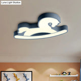 Nordic Acrylic Led Flush Ceiling Light For Children’s Bedroom - Pink/Blue Horse Design