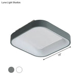 Nordic Acrylic Led Flush Mount Ceiling Fixture For Bedroom - Grey/White Squared Ring 16’/19.5’ W