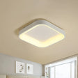 Nordic Acrylic Led Flush Mount Ceiling Fixture For Bedroom - Grey/White Squared Ring 16’/19.5’