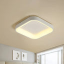 Nordic Acrylic Led Flush Mount Ceiling Fixture For Bedroom - Grey/White Squared Ring 16’/19.5’