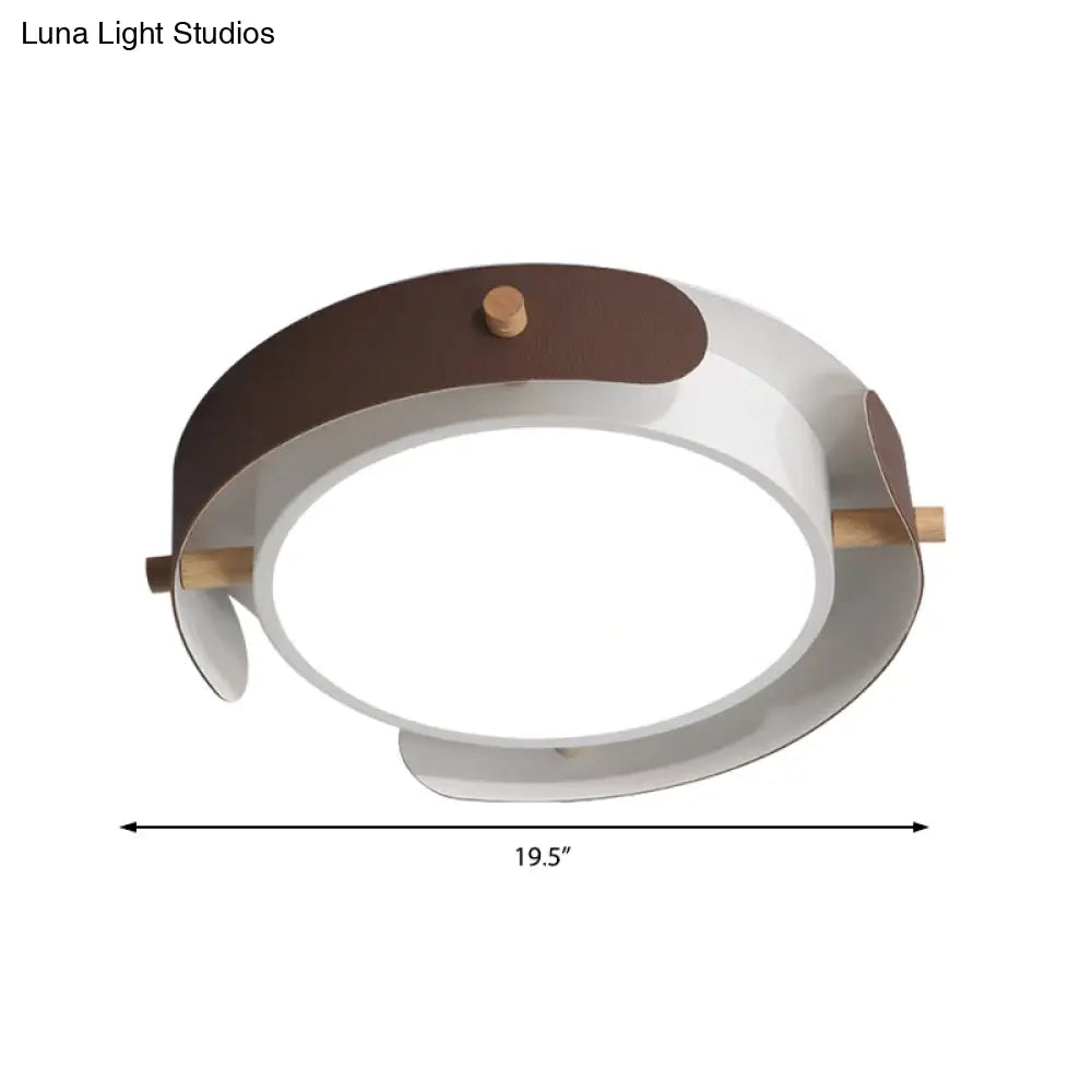 Nordic Acrylic Led Flush Mount Ceiling Light Fixture In White/Distressed White - 16’/19.5’ Dia