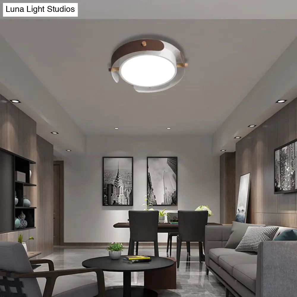 Nordic Acrylic Led Flush Mount Ceiling Light Fixture In White/Distressed White - 16’/19.5’ Dia
