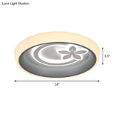 Nordic Acrylic Led Flush Mount Ceiling Light - Round Flower Design In White Ideal For Dining Room