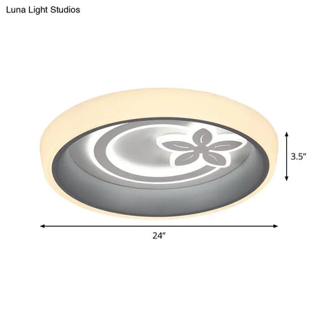 Nordic Acrylic Led Flush Mount Ceiling Light - Round Flower Design In White Ideal For Dining Room