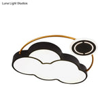 Nordic Acrylic Led Flush Mount With Cloud Sun And Moon Design In Black/Gold For Bedroom Lighting