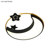 Nordic Acrylic Led Flush Mount With Cloud Sun And Moon Design In Black/Gold For Bedroom Lighting