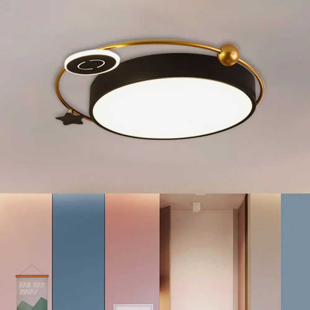 Nordic Acrylic Led Flush Mount With Cloud Sun And Moon Design In Black/Gold For Bedroom Lighting