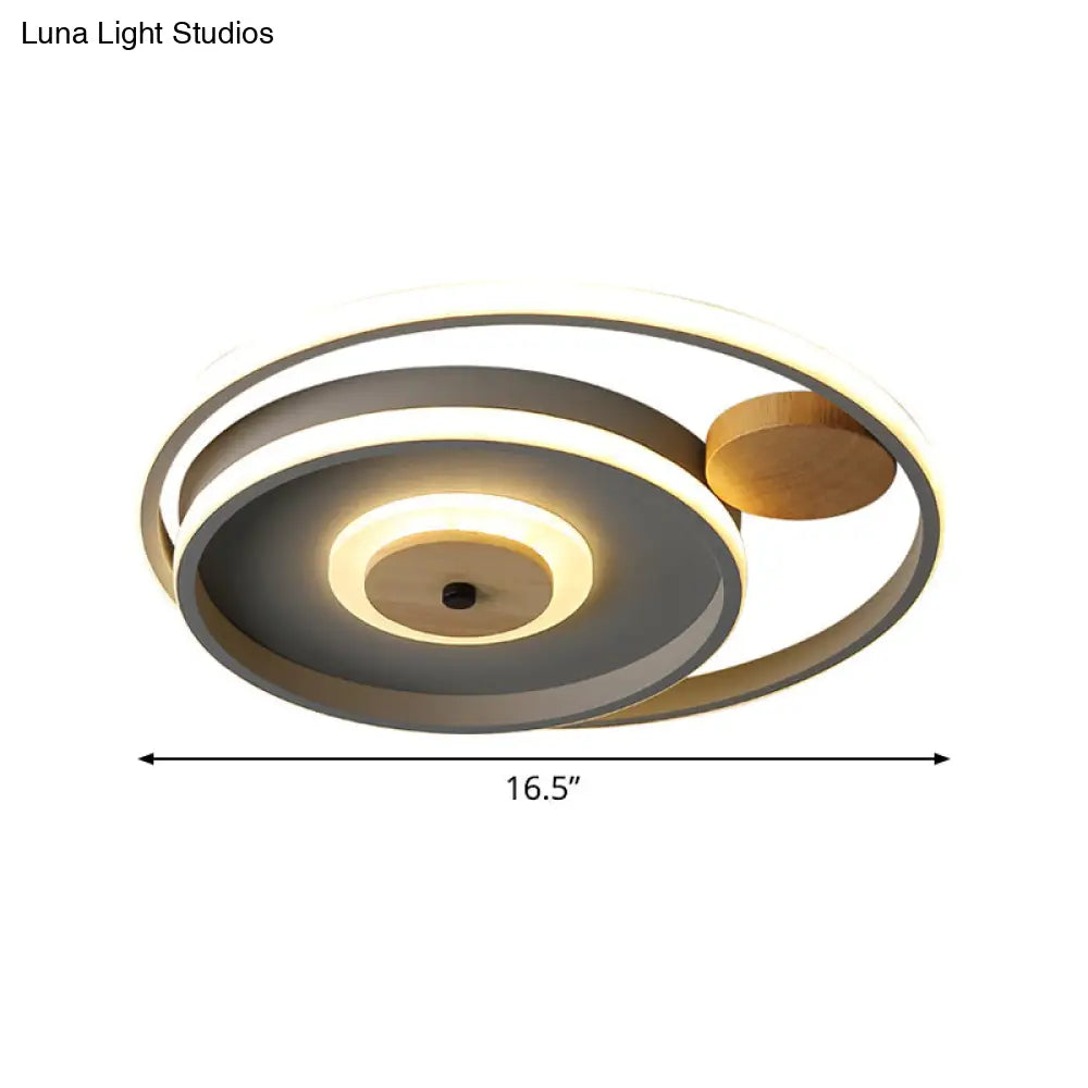 Nordic Acrylic Led Flush Mounted Lamp - Multi - Circle Grey Bedroom Ceiling Fixture 16.5/20.5