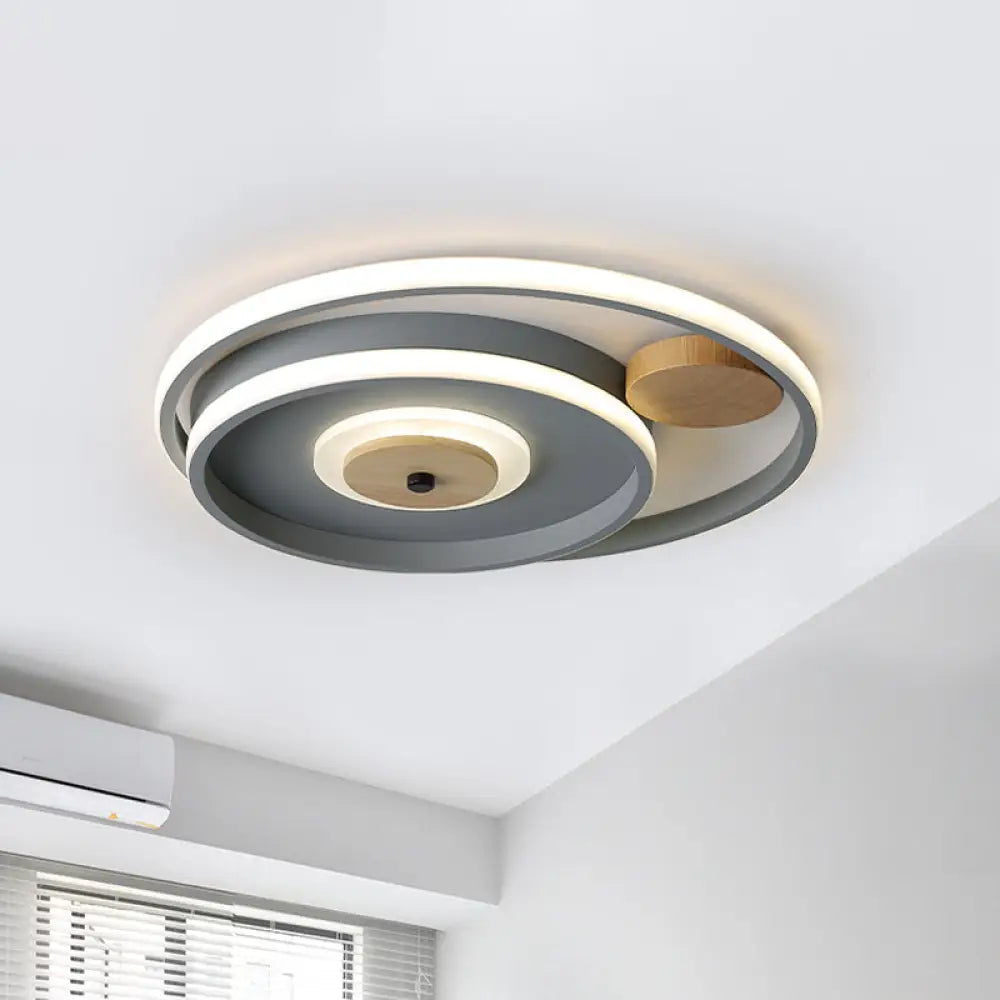 Nordic Acrylic Led Flush Mounted Lamp - Multi - Circle Grey Bedroom Ceiling Fixture 16.5/20.5