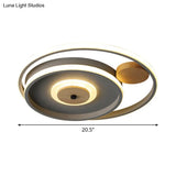 Nordic Acrylic Led Flush Mounted Lamp - Multi - Circle Grey Bedroom Ceiling Fixture 16.5/20.5