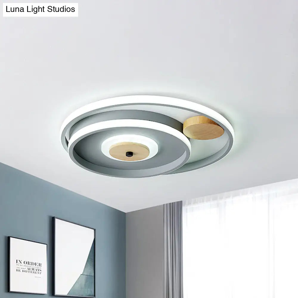 Nordic Acrylic Led Flush Mounted Lamp - Multi - Circle Grey Bedroom Ceiling Fixture 16.5/20.5