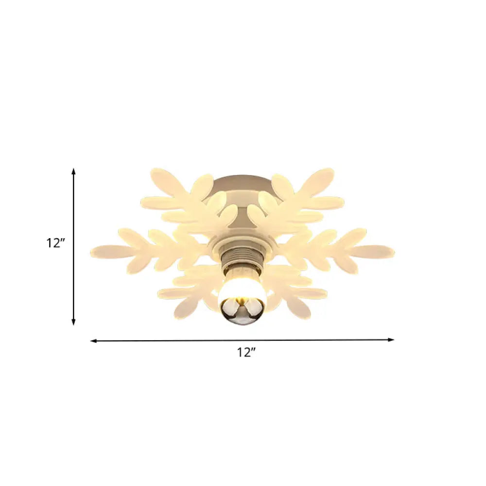 Nordic Acrylic Led Flush Mounted Lamp Olive Branch Semi Flushmount 1 Head White/Warm Light For