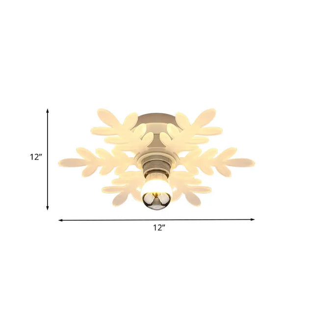 Nordic Acrylic Led Flush Mounted Lamp Olive Branch Semi Flushmount 1 Head White/Warm Light For