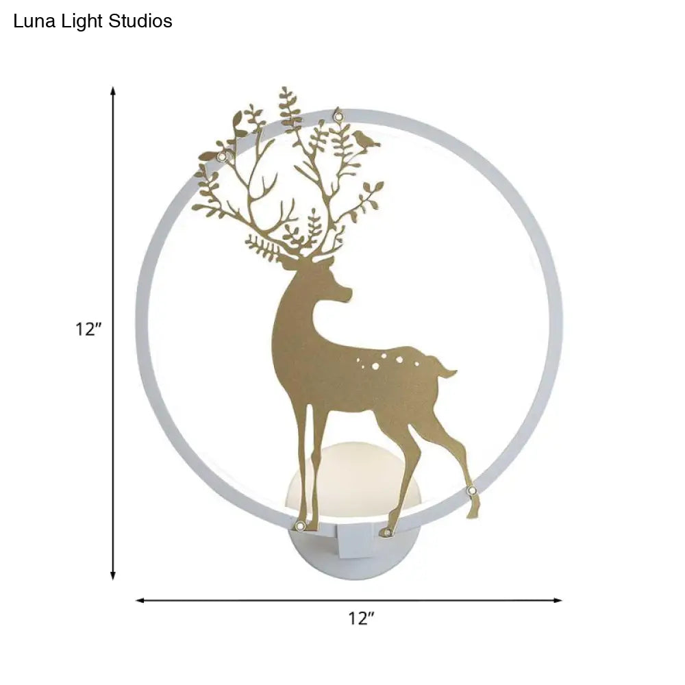 Nordic Acrylic Led Hoop Wall Lamp - Elegant Gold Deer Mural Lighting For Living Room
