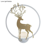 Nordic Acrylic Led Hoop Wall Lamp - Elegant Gold Deer Mural Lighting For Living Room