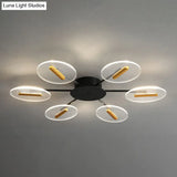 Nordic Acrylic Oval Semi Flush Light With Adjustable Shade - 6 Lights Black Mount