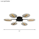Nordic Acrylic Oval Semi Flush Light With Adjustable Shade - 6 Lights Black Mount