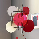 Nordic Acrylic Pendant Light With Colorful Disc Ceiling Fixture Red