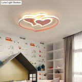 Nordic Aluminum Heart Shaped Flush Mount Ceiling Light Pink - Ideal For Girls Room