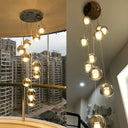 Nordic Aluminum Suspended Globe Pendant Light With Clear Glass Bottom In Gold 6 /