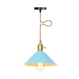 Nordic Barn-Style Pendant Light With Colorful Iron Shade – Perfect For Kitchen And Bar Blue / A