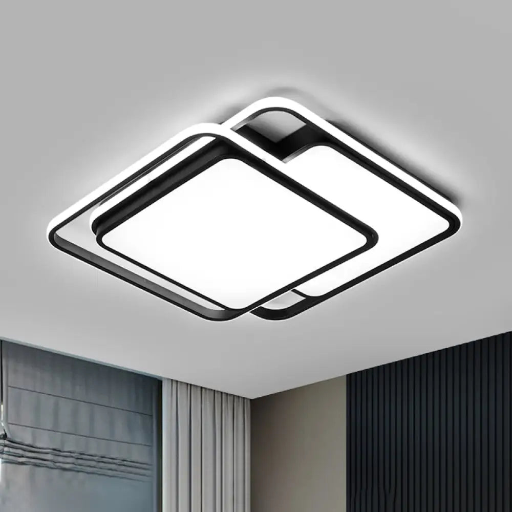 Nordic Black Acrylic Geometric Flush Mount Led Light For Bedroom Ceiling / 23