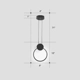 Nordic Black Circular Led Suspension Lamp - Stylish Bedroom Lighting Fixture / White Round