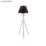 Nordic Black Geometric Tripod Floor Lamp: Stylish Metal Standing Light For Study Room