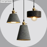 Nordic Black/Grey Pendant Hanging Light With Cement Shade And Rotary Switch - Single Bedside Drop