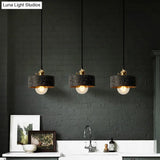 Nordic Black/Grey Pendant Hanging Light With Cement Shade And Rotary Switch - Single Bedside Drop