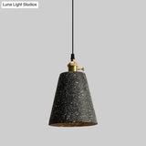 Nordic Black/Grey Pendant Hanging Light With Cement Shade And Rotary Switch - Single Bedside Drop