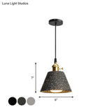 Nordic Black/Grey Pendant Hanging Light With Cement Shade And Rotary Switch - Single Bedside Drop
