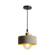 Nordic Black/Grey Pendant Hanging Light With Cement Shade And Rotary Switch - Single Bedside Drop