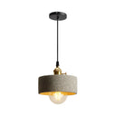 Nordic Black/Grey Pendant Hanging Light With Cement Shade And Rotary Switch - Single Bedside Drop