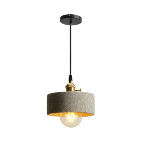 Nordic Black/Grey Pendant Hanging Light With Cement Shade And Rotary Switch - Single Bedside Drop
