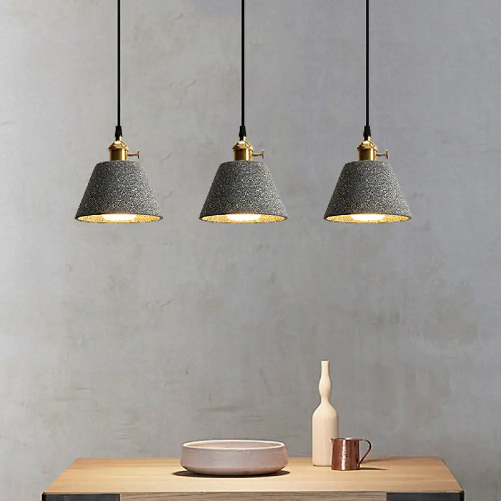 Nordic Black/Grey Pendant Hanging Light With Cement Shade And Rotary Switch - Single Bedside Drop
