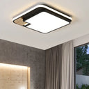 Nordic Black Wood Led Ceiling Light Fixture With Aluminum Splicing Square Flush Mount