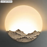 Nordic Blue/Brown Led Moon Shaped Acrylic Mural Wall Lamp With Mountain Design: Stylish Lighting