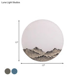 Nordic Blue/Brown Led Moon Shaped Acrylic Mural Wall Lamp With Mountain Design: Stylish Lighting