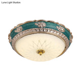 Nordic Blue Led Flushmount Ceiling Lamp 12’/16’ Dia Frosted Glass Finish