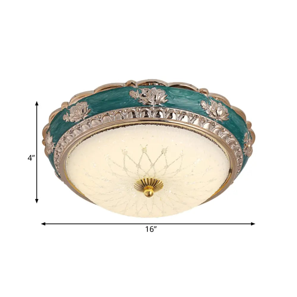 Nordic Blue Led Flushmount Ceiling Lamp 12/16 Dia Frosted Glass Finish